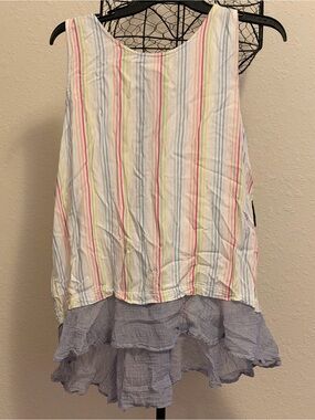 Sleeveless Striped Layered Tunic